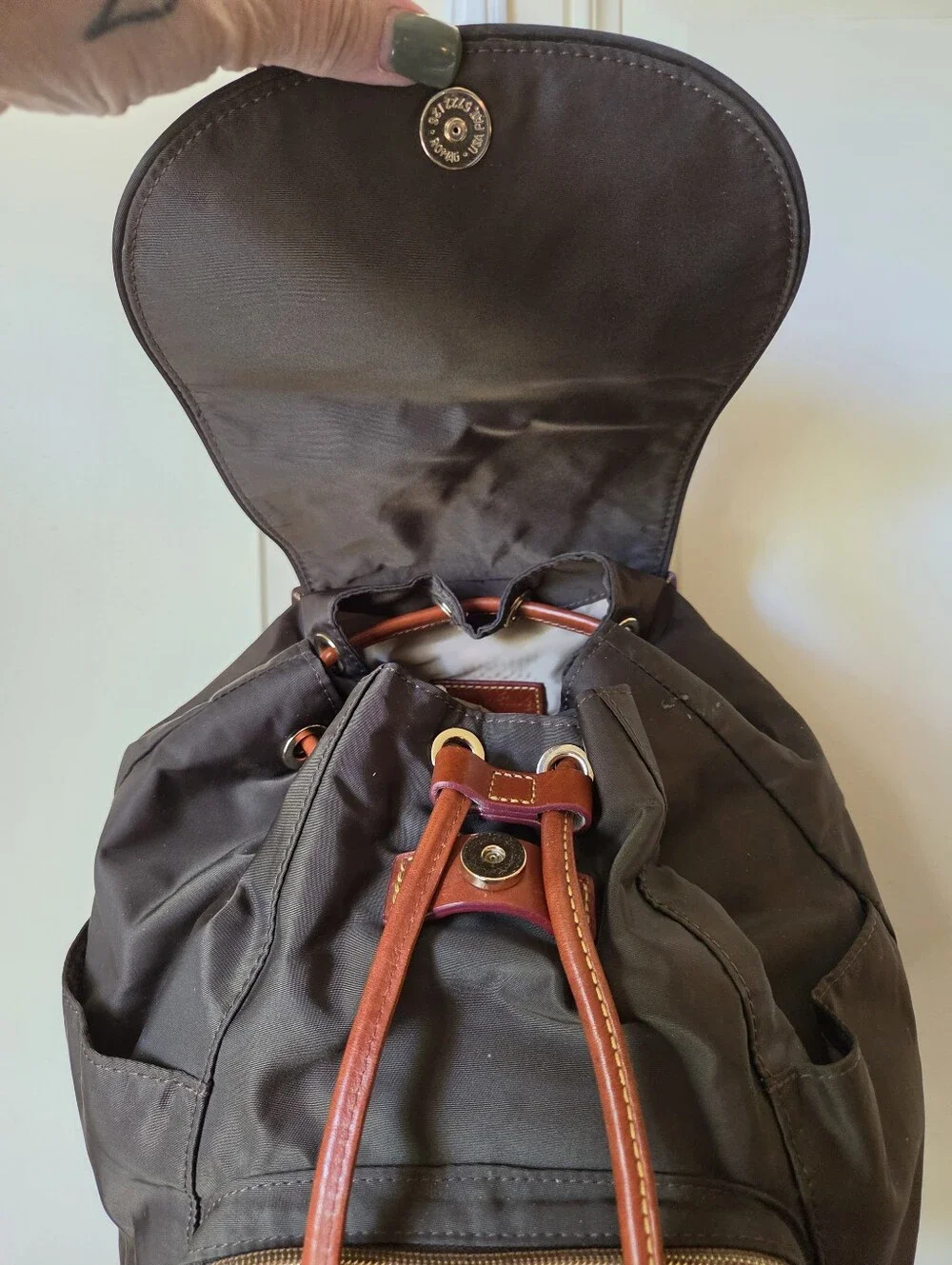 Dooney & Bourke Hunter Green  Leather Backpack With Tassel Detailing #J13411429